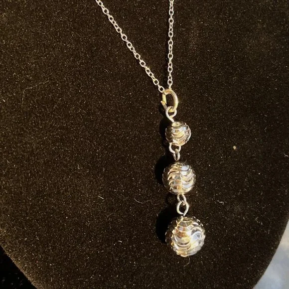 Silver graduated globe necklace 925 - Picture 3 of 5